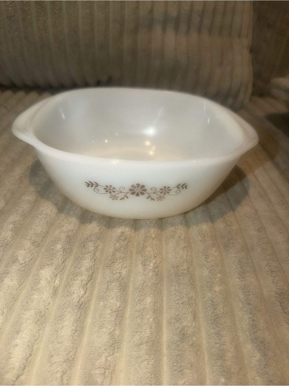 White Floral Milk Glass Serving Bowl - Classic Design